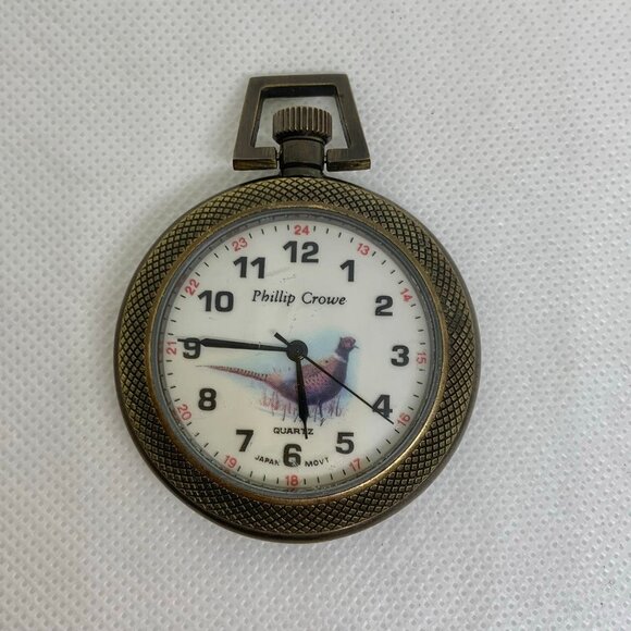 Phillip Crowe Majesti open face pocket watch Quartz analog 47mm running - Picture 1 of 3